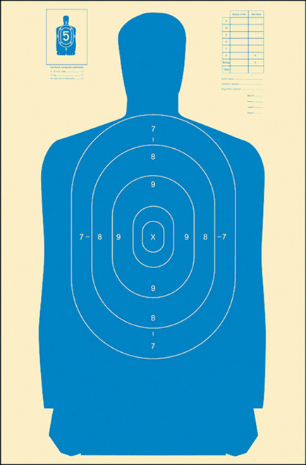 Action Target B27SBLUE100 Standard Qualification Silhouette Paper Hanging Target 24x45 Blue/White 100 Pack