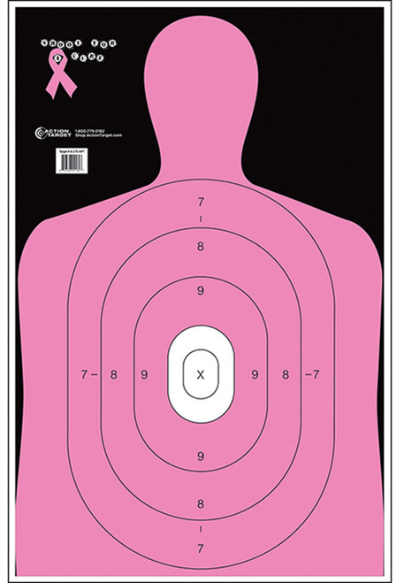 Action Target B27ENPT100 Shoot for the Cure Pink Silhouette Paper Target 23x35 100 Pack