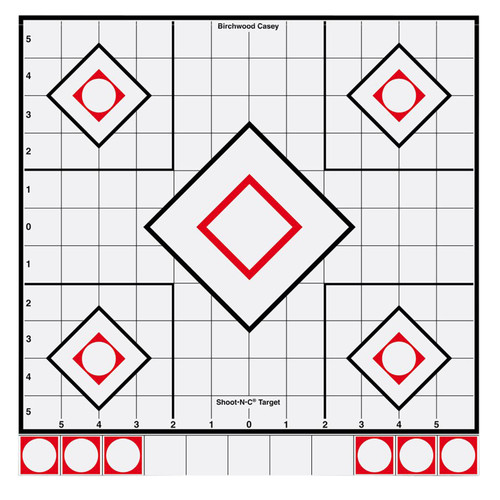 Birchwood Casey 34219 Shoot-N-C Reactive Self-Adhesive Paper Target White/Red 12" 5-Diamond 5 Pack