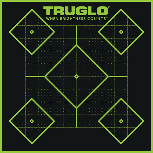 TruGlo TG14A6 Tru-See 5- Diamond Target Self-Adhesive Heavy Paper Black/Green 12"x12" 6 Pack