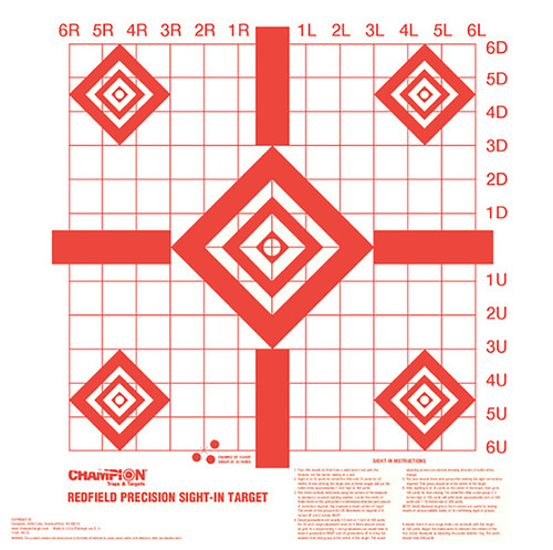 Champion Targets 47387 Redfield Sight-In Diamond Paper Target Pistol/Rifle 16"x16" White/Red 100 Pack