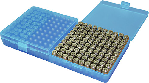 MTM Case-Gard P200924 Flip-Top Ammo Box 9mm Luger/380 ACP Handgun Clear Blue Polypropylene 200rd