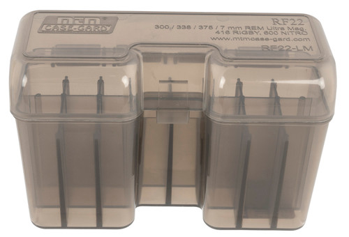 MTM Case-Gard RF22LM41 Flip-Top Ammo Box 22rd Multi Caliber Rifle Clear Smoke Polypropylene