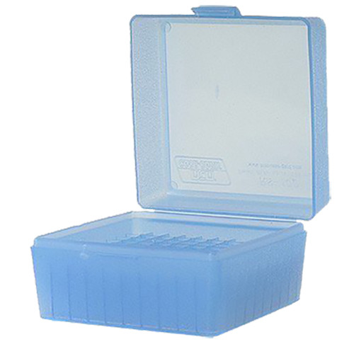 MTM Case-Gard RM10024 Flip-Top 100rd Multi-Caliber Rifle Ammo Box Clear Blue