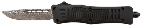 Steel River Knives MT616BDDP Spartan Mini 2.75" OTF Drop Point Plain Laser Etched Damascus 440C SS Blade/4.25" Black Aluminum Zinc Alloy Handle