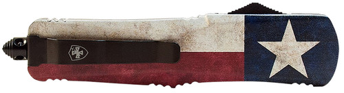 Templar Knife LCAP331 Gen II Captain Large OTF Drop Point 3.50" Black Oxide 440C SS Blade Red White Blue Star Aluminum Handle