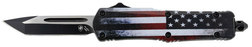 Templar Knife SUS231 Gen II US Flag Small OTF Tanto 2.69" Black Oxide 440C Blade, US Flag Aluminum Handle, Glass Breaker