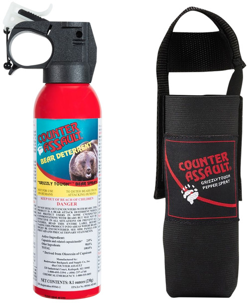 Counter Assault 15067025 Bear Deterrent Pepper Spray 8.10 oz 32 ft Range 7 Second Burst with Holster