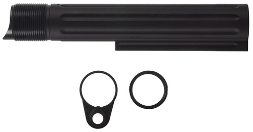 Primary Weapons EBT-RLCN-KIT Extended Buffer Tube with Ratchet Lock Castle Nut 7075 T-6 Aluminum Black Anodized