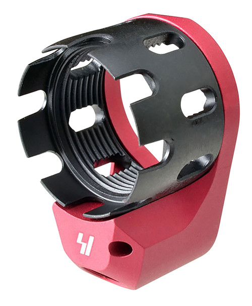 Strike Industries TRIBUS Enhanced Castle Nut & End Plate Red Anodized with 3 QD Mounting Points