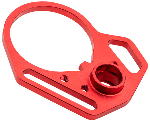 Strike Industries QD End Plate with Hook Attachments & Anti-Rotation Castle Nut, Red Finish