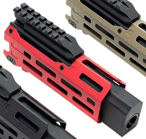 Strike Industries 6" M-LOK Handguard with Faux Suppressor for CZ Scorpion EVO, Red Aluminum