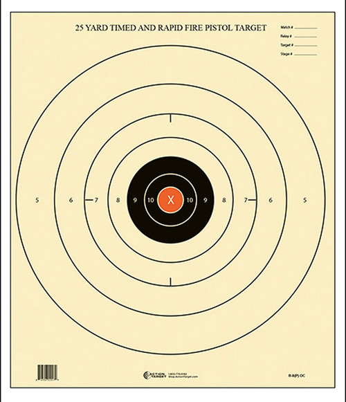 Action Target B8POC100 NRA Time & Rapid Fire Bullseye Competition Paper Target 25 yds 21"x24" 100 Per Box