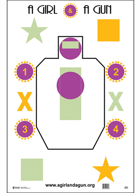 Action Target AGG100 A Girl & A Gun IDPA Silhouette Training Paper Target 23" x 35" Multi-Color 100 Per Box