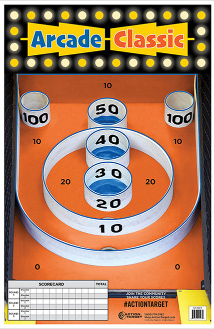 Action Target GSSKEE100 Skee-Ball Entertainment Paper Hanging Target 23" x 35" Multi-Color 100 Per Box