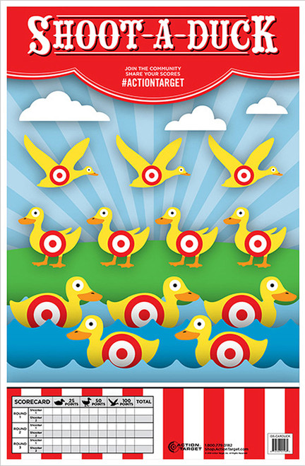 Action Target GSCARDUCK100 Ducks Entertainment Paper Hanging Target 23" x 35" Multi-Color 100 Per Box