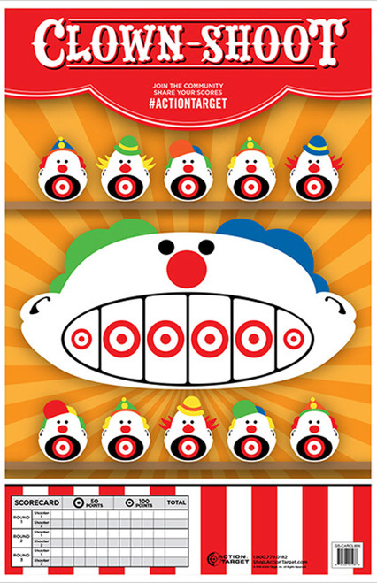 Action Target GSCARCLWN100 Clowns Entertainment Paper Hanging Target 23" x 35" Multi-Color 100 Per Box