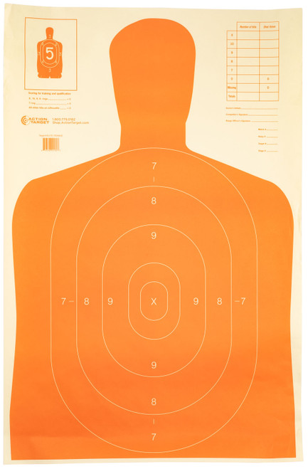 Action Target B27EORANGE B-27 Economy Qualification Silhouette Hanging Paper Target 23" x 35" Orange 100 Per Box