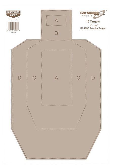 Birchwood Casey 37018 EZE-Scorer IPSC Paper Hanging Target 12" x 18" Tan 100 Per Pkg