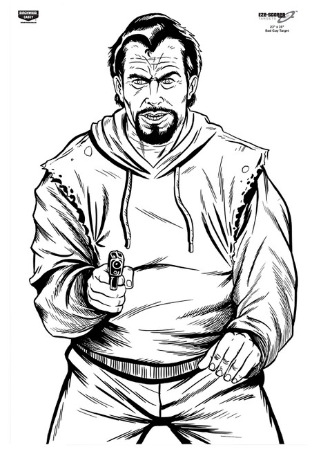 Birchwood Casey 37016 EZE-Scorer Bad Guy Silhouette Paper Target 23" x 35" 100 Per Package