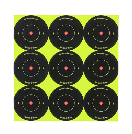 Birchwood Casey Shoot-N-C 2" Bullseye Reactive Self-Adhesive Target Black/Yellow 12 Pack