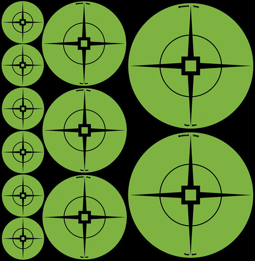 Birchwood Casey Target Spots Assorted Self-Adhesive Crosshair Atomic Green 60 Pack