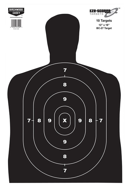 Birchwood Casey 37005 EZE-Scorer BC-27 Silhouette Paper Hanging Targets 12"x18" 100 Pack
