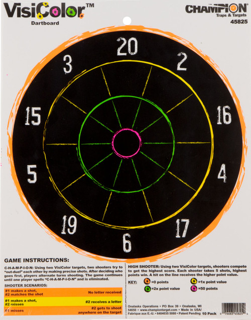 Champion VisiColor Dartboard Paper Hanging Target 11x14" 10 Pack