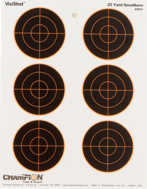 Champion Targets 45803 VisiShot Bullseye Paper Hanging 25 yds Small Bore Rifle 8.50" x 11" Black/White 10 Pack