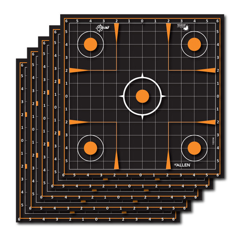 EZ-Aim 15314 Splash Reactive Self-Adhesive 12" Sight-In Grid Paper Targets, Black/Orange, 5-Pack