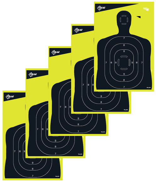 EZ-Aim 15330 Splash Reactive Silhouette Hanging Paper Targets, 12"x18", Black/Yellow, 5-Pack