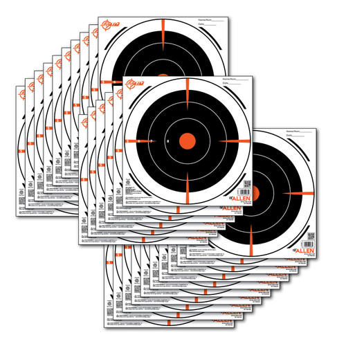 EZ-Aim 15246 Bullseye Hanging Paper Target 8" x 8" Black/Orange/White 26 Per Pack