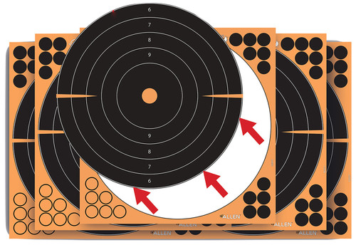 EZ-Aim Splash Reactive Self-Adhesive Bullseye Targets, 12"x12", Black/Orange, 10 Pack