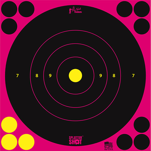 Pro-Shot 8BPINK6PK SplatterShot 8" Bullseye Self-Adhesive Paper Targets Black/Pink 6 Pack