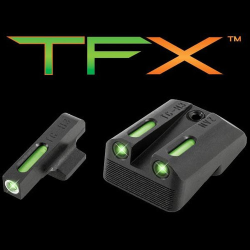 Truglo TFX Tritium/Fiber-Optic Night Sights for Novak LoMount 1911 3in Officers & 4.25in Commander 9mm/.40S&W - White