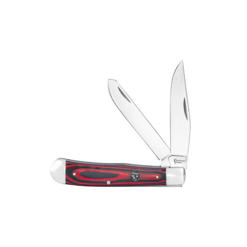 ABKT Cattleman Trapper Cowhand 2-Blade Pocket Knife with Red G10 Handle