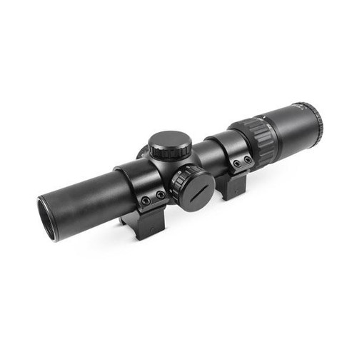 Truglo OPTI-SPEED Crossbow Scope 1-4x24mm Illuminated BDC Reticle with Weaver 30mm Rings Black