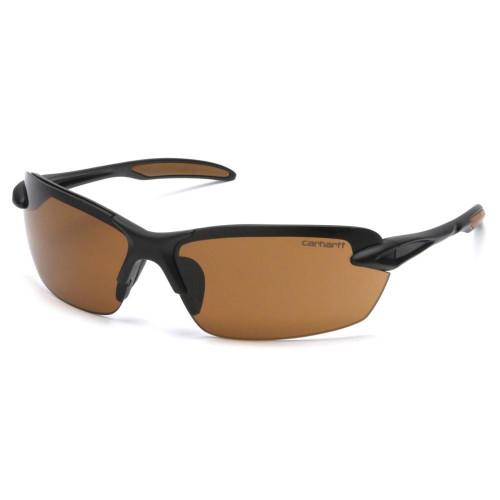 Pyramex Spokane Half Frame Shooting Glasses Black with Sandstone Bronze Lens
