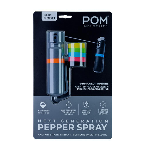 POM Pepper Spray Clip-On Compact Canister Grey