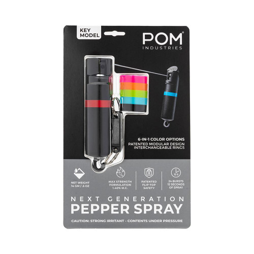 POM Pepper Spray Black Keychain 6 in 1 .05oz