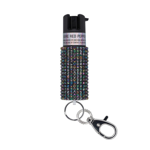 Sabre Jeweled Pepper Spray with Key Ring - Black