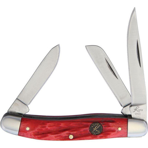 Roper Knives Stockman Chaparral Series 3-Blade Folding Pocket Knife 2-1/2" Red Bone