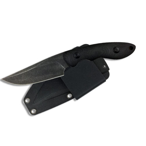 ABKT Elite Shadow Predator Fixed Blade Knife 3.5" Drop Point D2 Steel Black