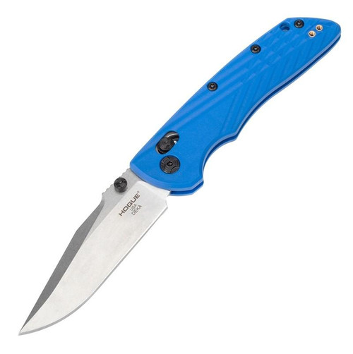 Hogue Deka Manual Folder Knife 3.25" Clip Point Blade Blue and Silver