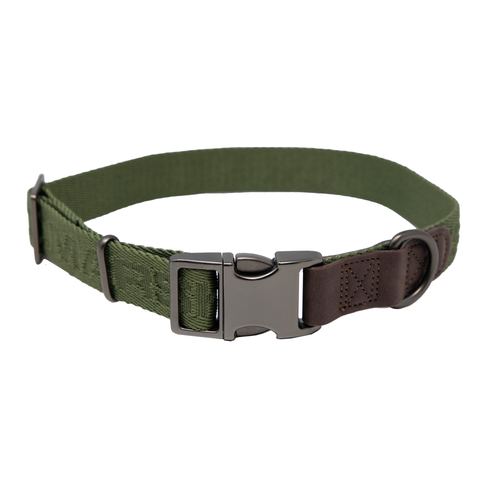MoMarsh Adjustable Dog Collar 15"-23" Cypress Green Nylon