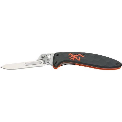 Browning Primal Scalpel Folding Knife 2-3/4" Blade Black and Orange with 10 Replacement Blades