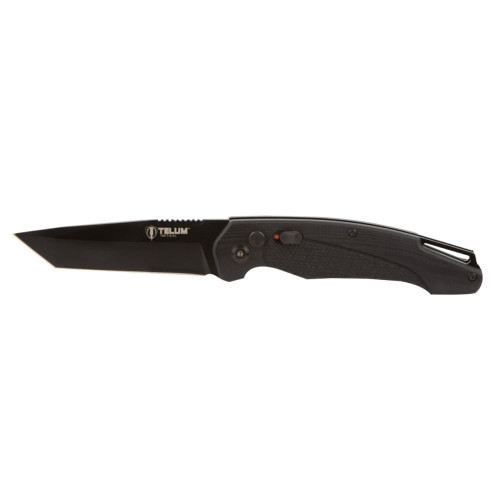 Telum Titan Tactical Automatic Folding Knife 4" Tanto Blade Black G10