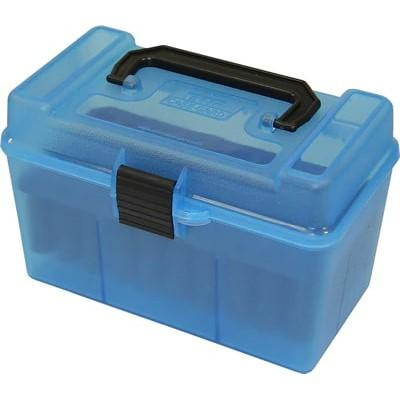 MTM Deluxe H-50 Series Rifle Ammo Box Clear Blue 50 Round