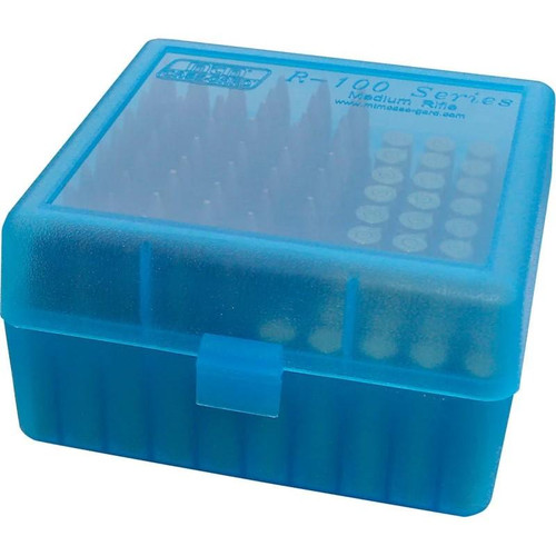 MTM Flip Top Ammo Box 22-250/.243/.308 Win/.220 Swift 100 Rounds Clear Blue