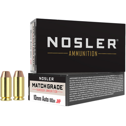Nosler 51412 Assured Stopping Power Jacketed Hollow Point JHP 180 Grain 10mm Auto